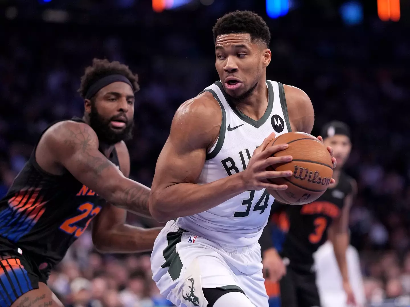 Giannis Antetokounmpo against the New York Knicks (Image: Getty)