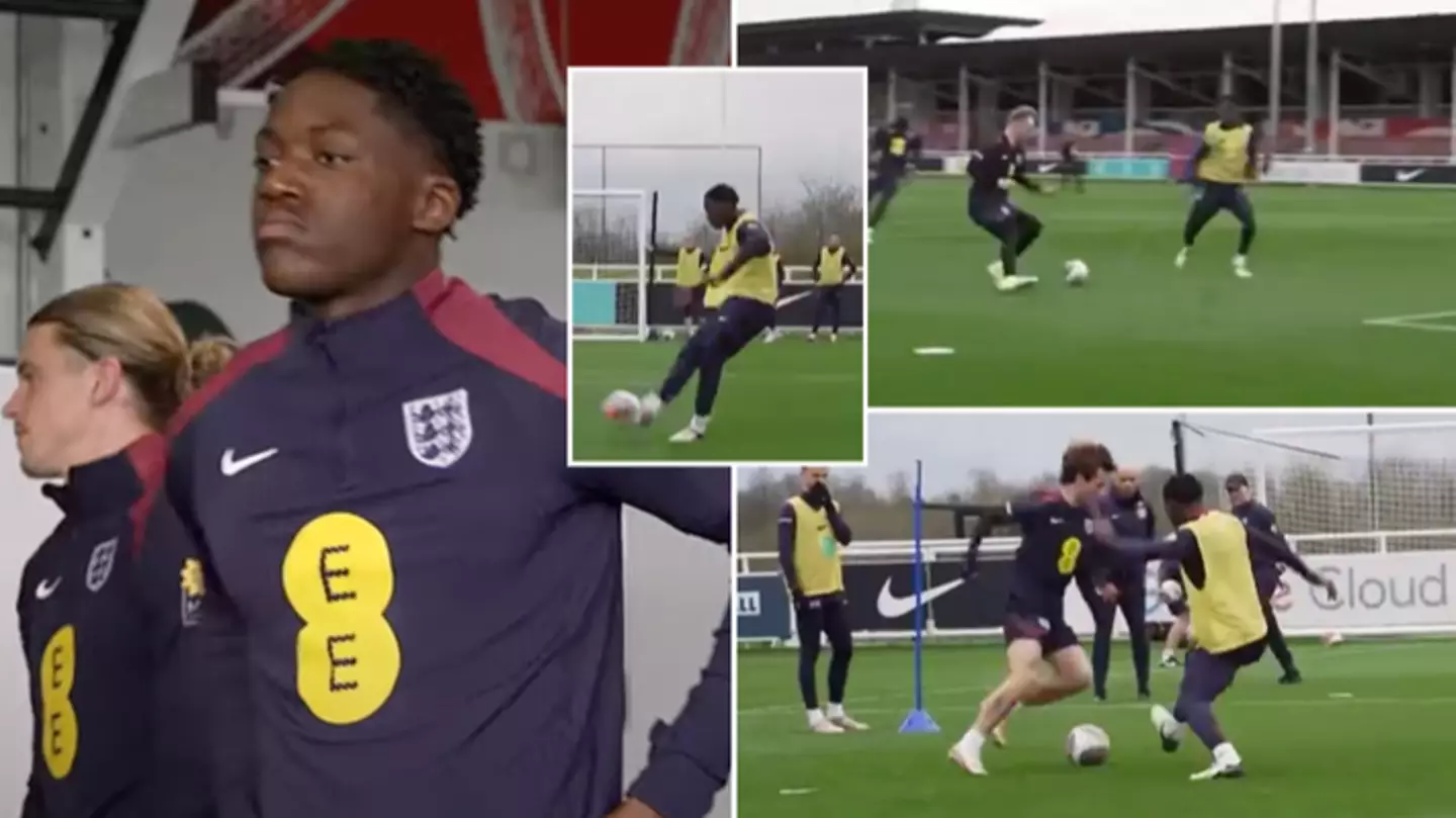 First footage of Kobbie Mainoo in England training has emerged