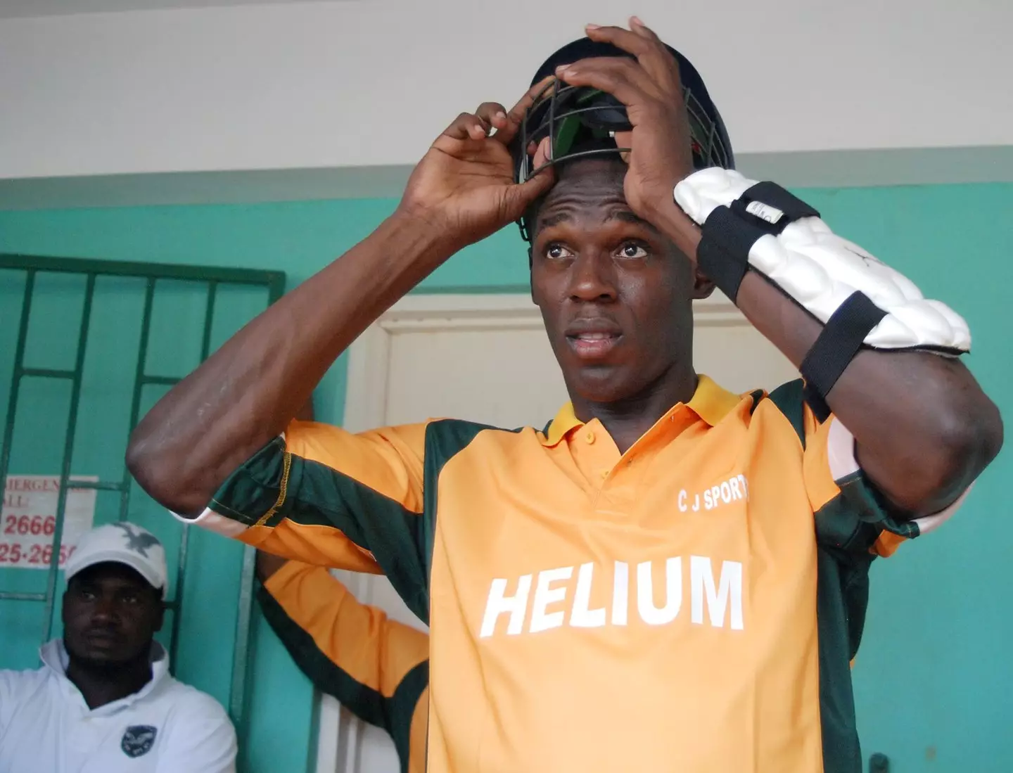 Usain Bolt prepares for a charity invitational celebrity cricket match on October 18, 2009 at the Kaiser Sports facility in St. Ann, Jamaica. Image credit: Getty