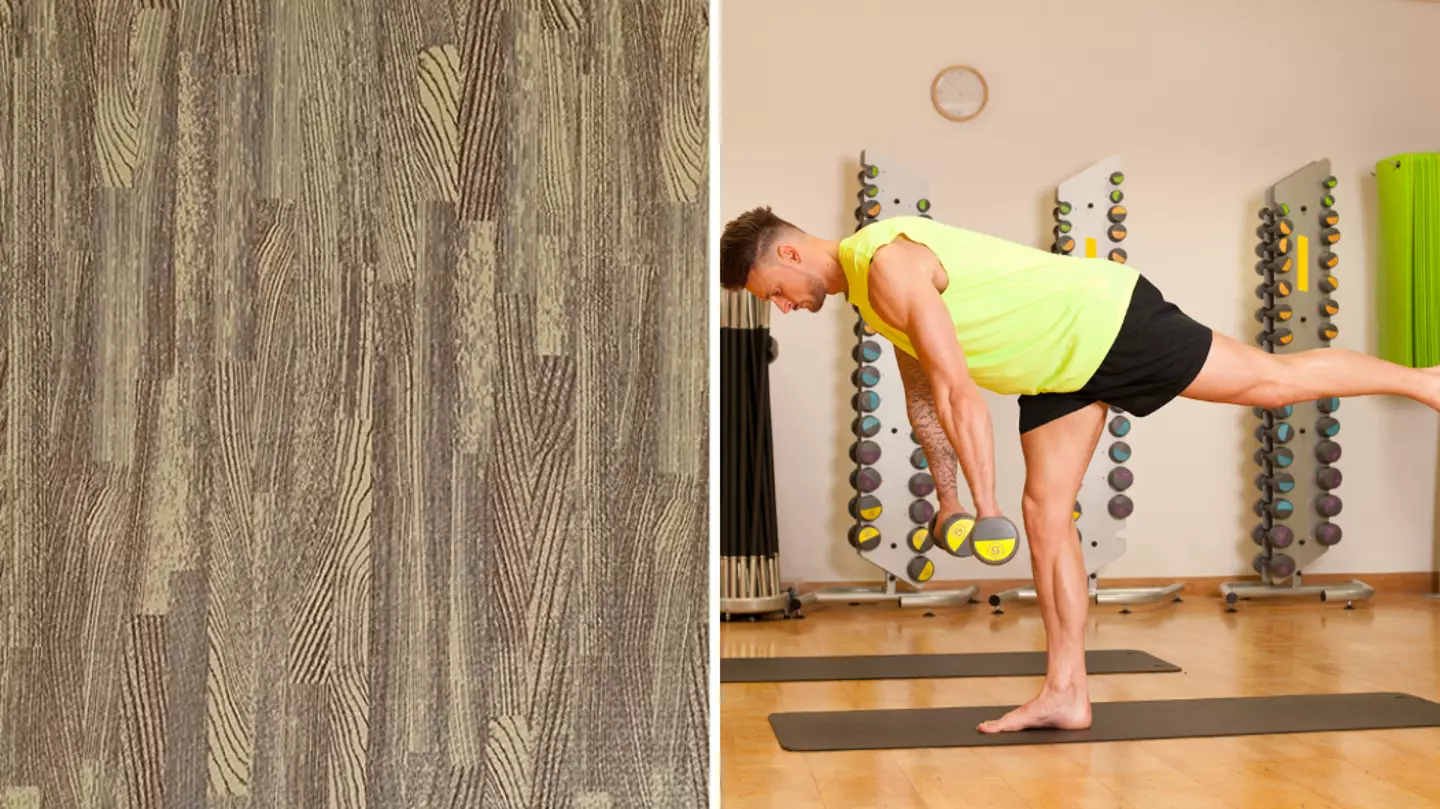 Optical illusion foam exercise mats that look like wooden floorboards are perfect for your home gym