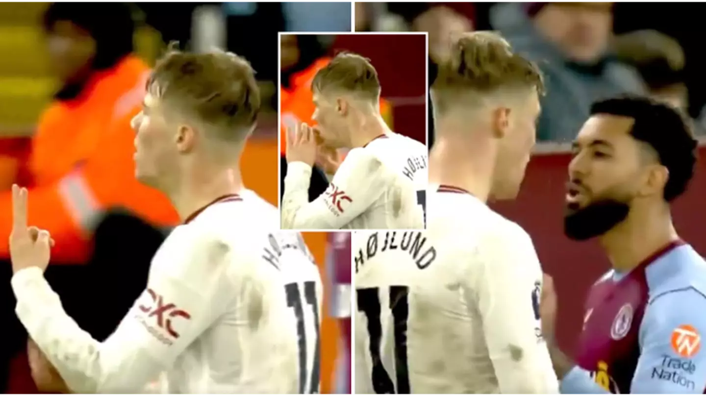 Rasmus Hojlund involved in furious confrontation with Douglas Luiz after gesture towards Aston Villa fans