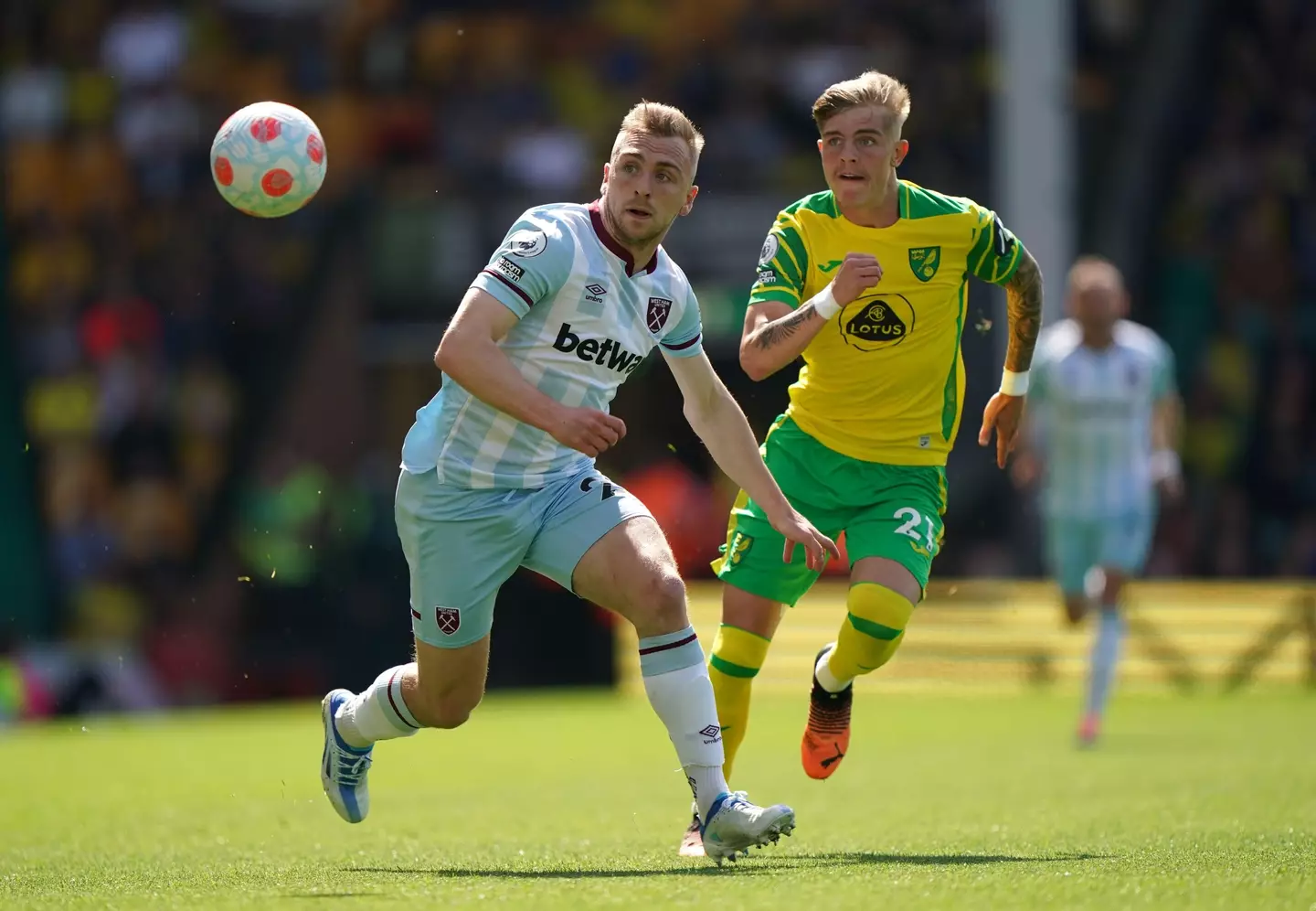 Williams up against West Ham's Jarrod Bowen at the weekend. Image: PA Images