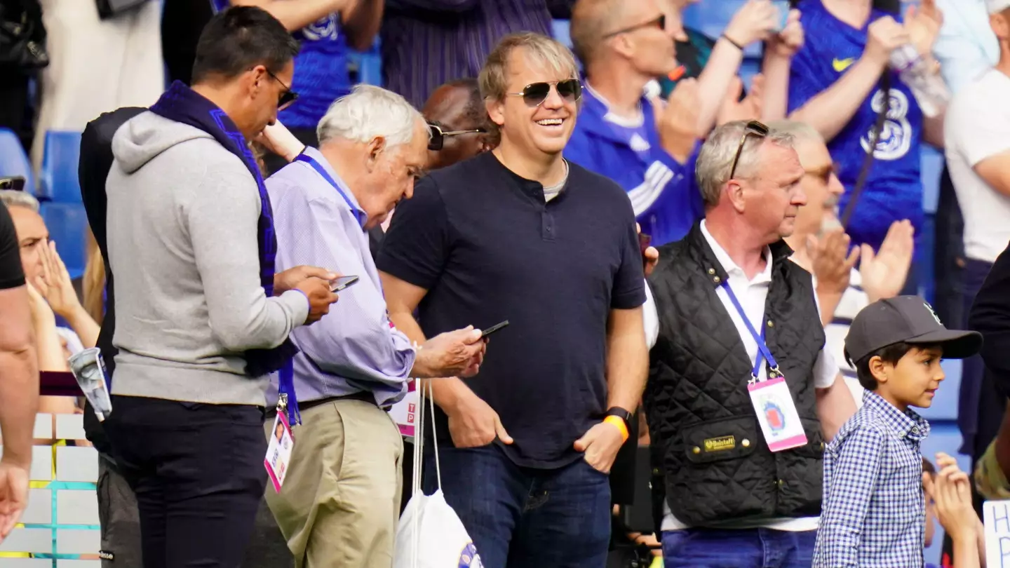 Chelsea co-owner Todd Boehlyat the side of the pitch after the Premier League match at Stamford Bridge, London. (Alamy)