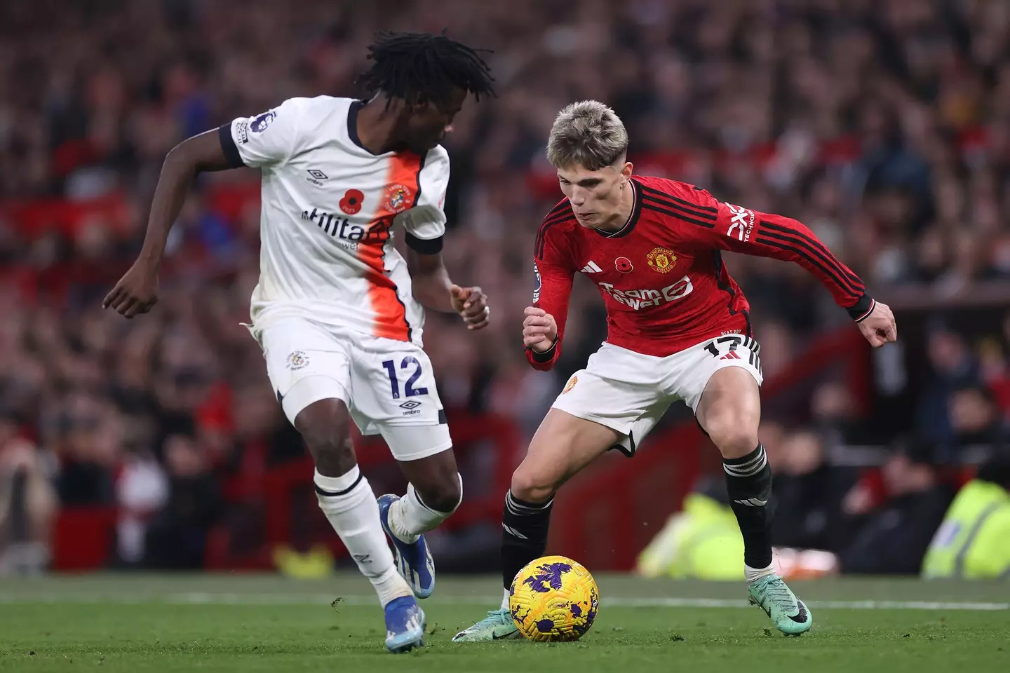 Alejandro Garnacho in action for Manchester United. Image: Getty 