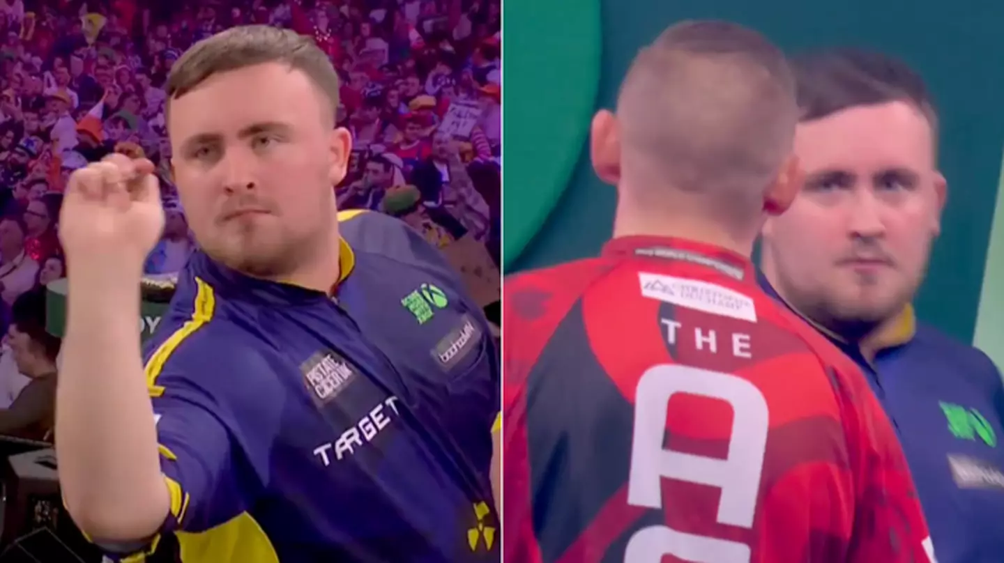 Stunned darts fans call Luke Littler ‘criminal’ after spotting what he did in first set against Nathan Aspinall