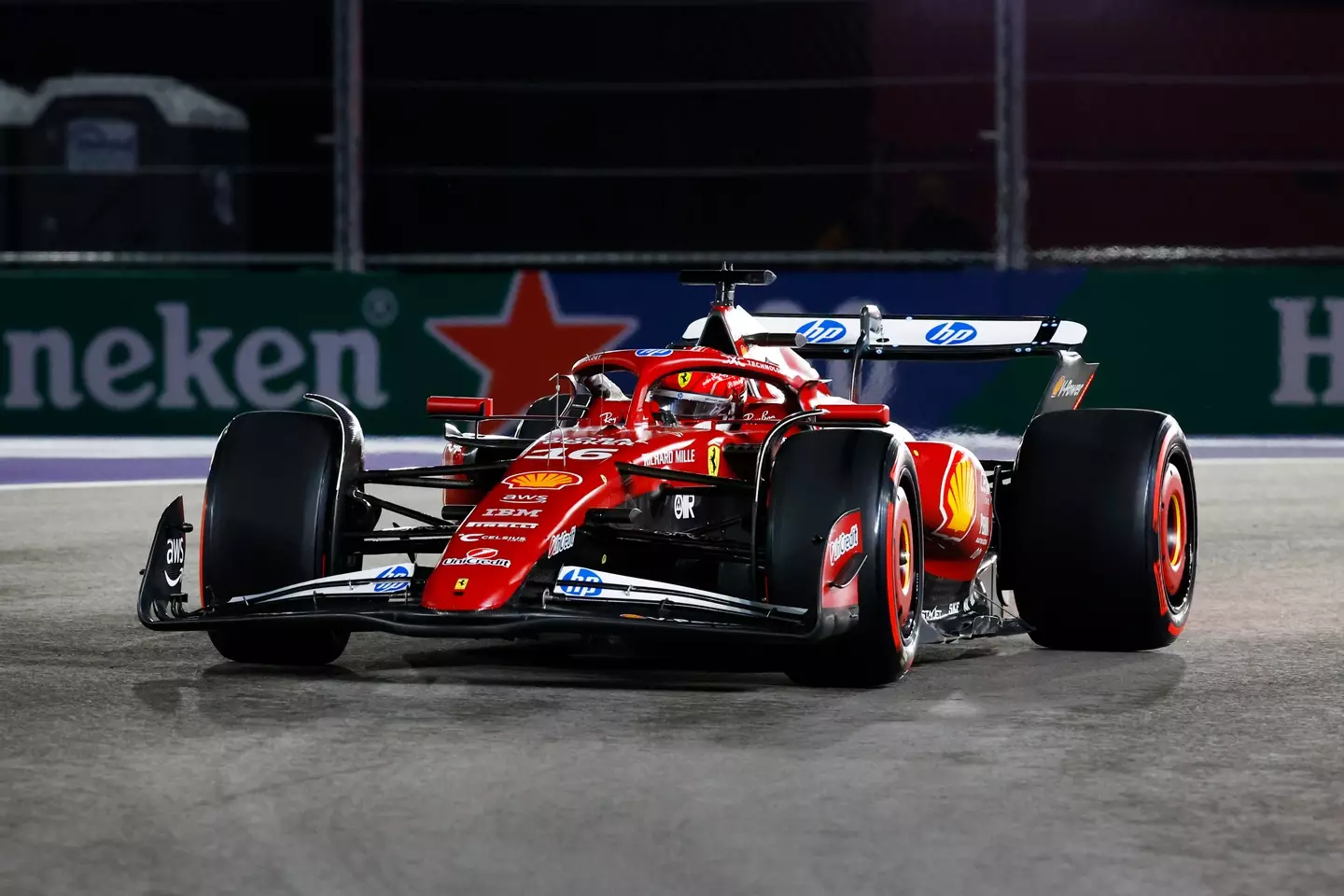 Charles Leclerc qualified ninth for the Las Vegas Grand Prix. Image: Getty