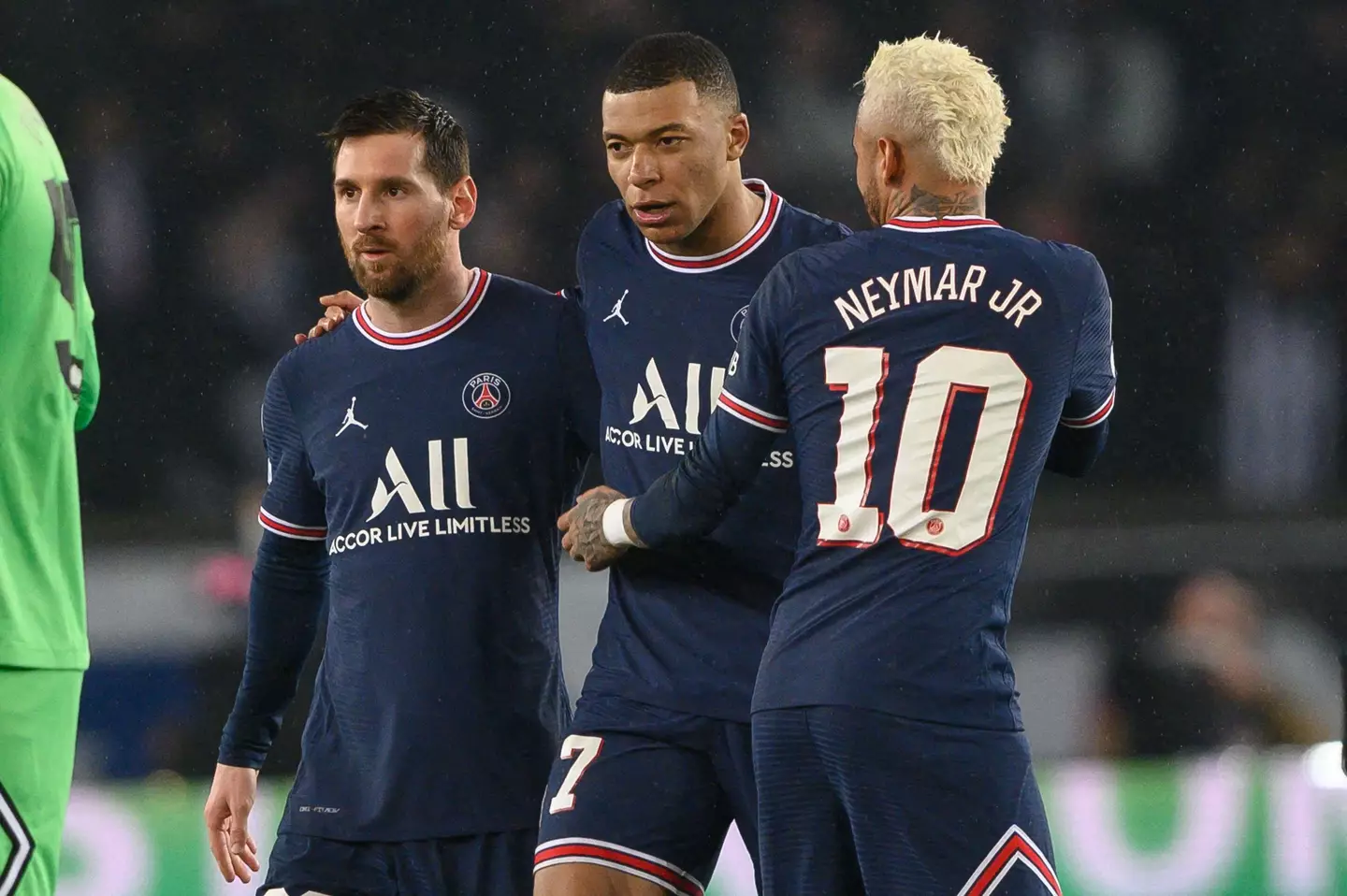 Lionel Messi, Kylian Mbappe and Neymar in action for PSG. Image: Alamy