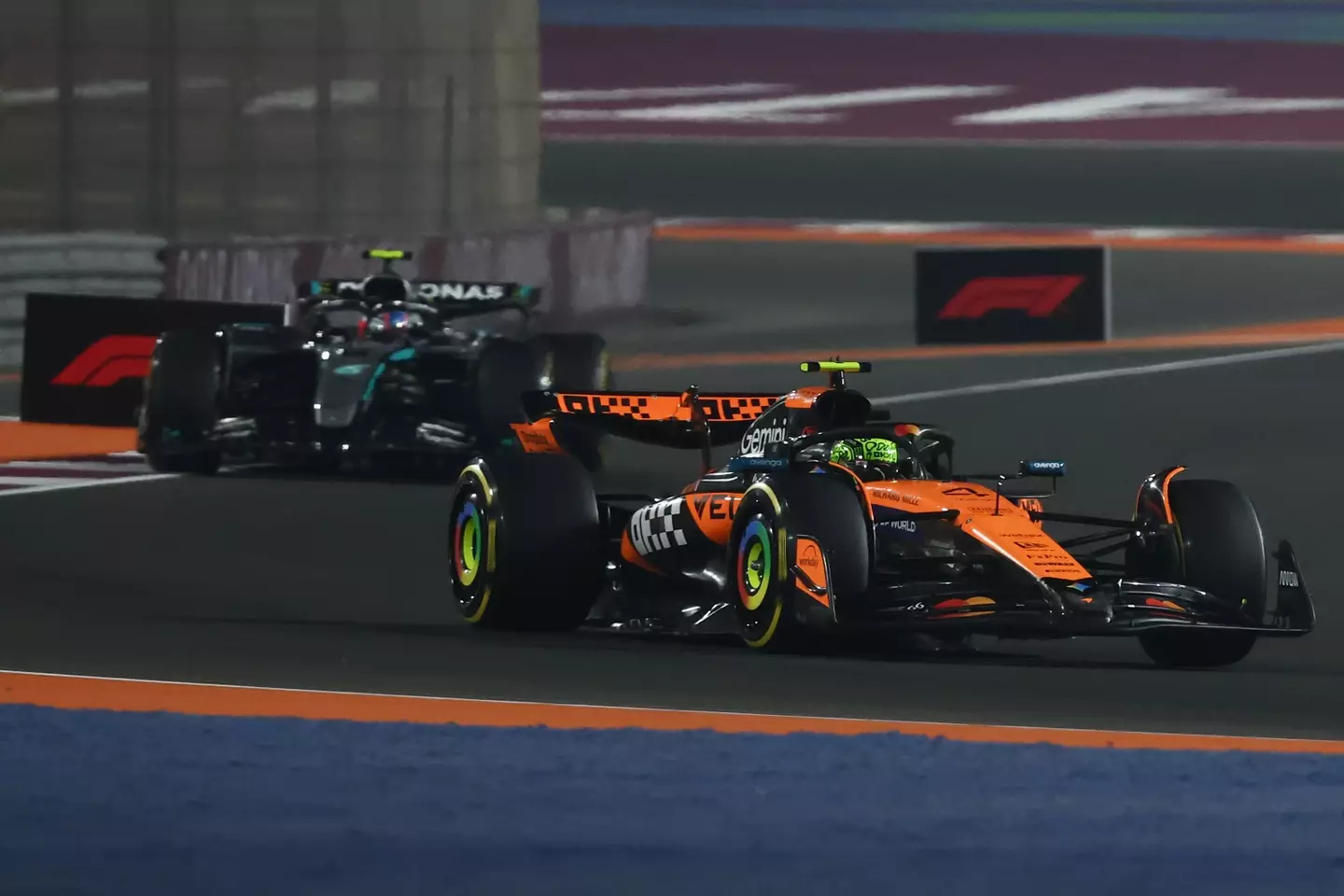 Lando Norris ahead of Kimi Antonelli at the Qatar Grand Prix (credit: getty)