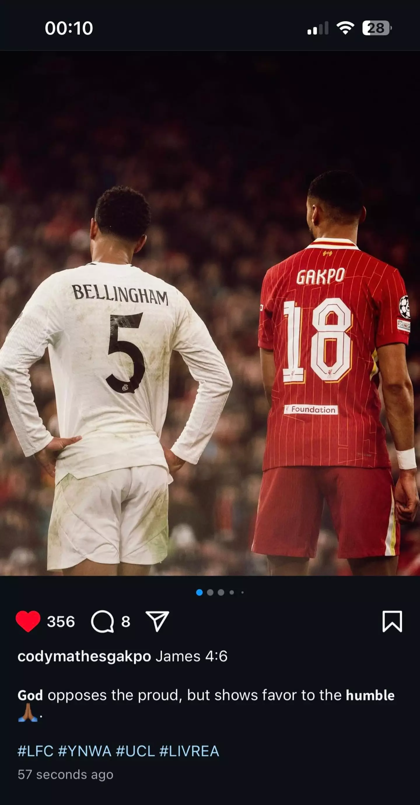 Cody Gakpo's Instagram post. Image: Instagram/@codymathesgakpo