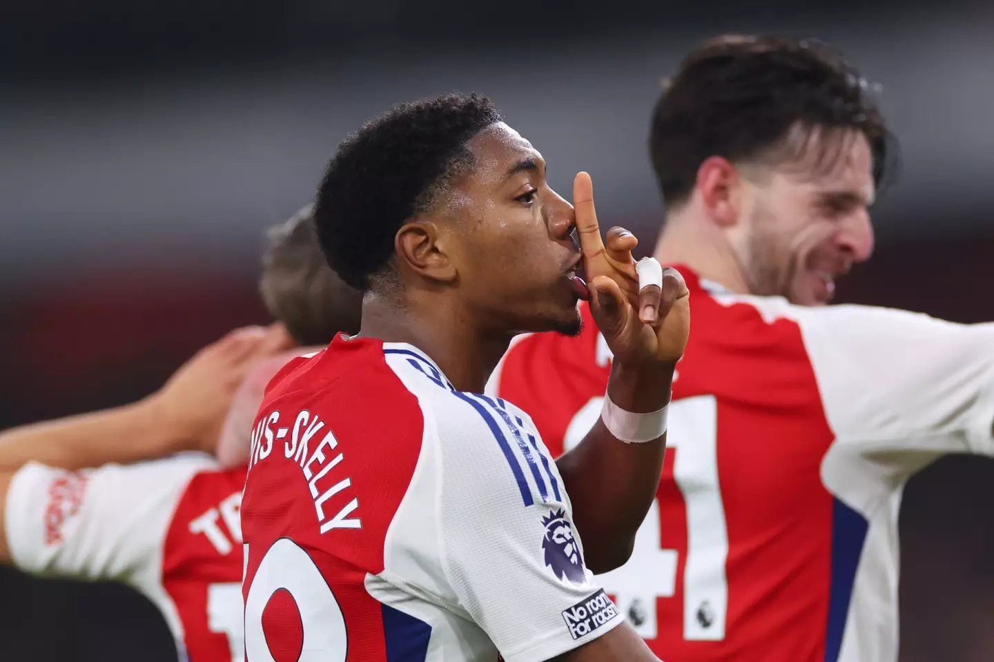 Lewis-Skelly could be seen 'shushing' the Spurs fans. Image credit: Getty