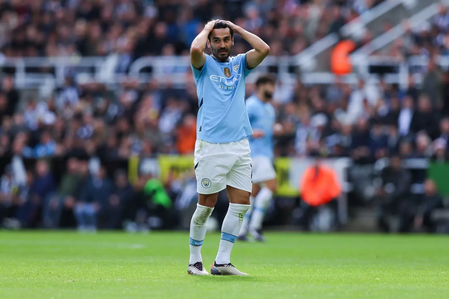 Ilkay Gundogan cuts a frustrated figure against Newcastle United. Image: Getty