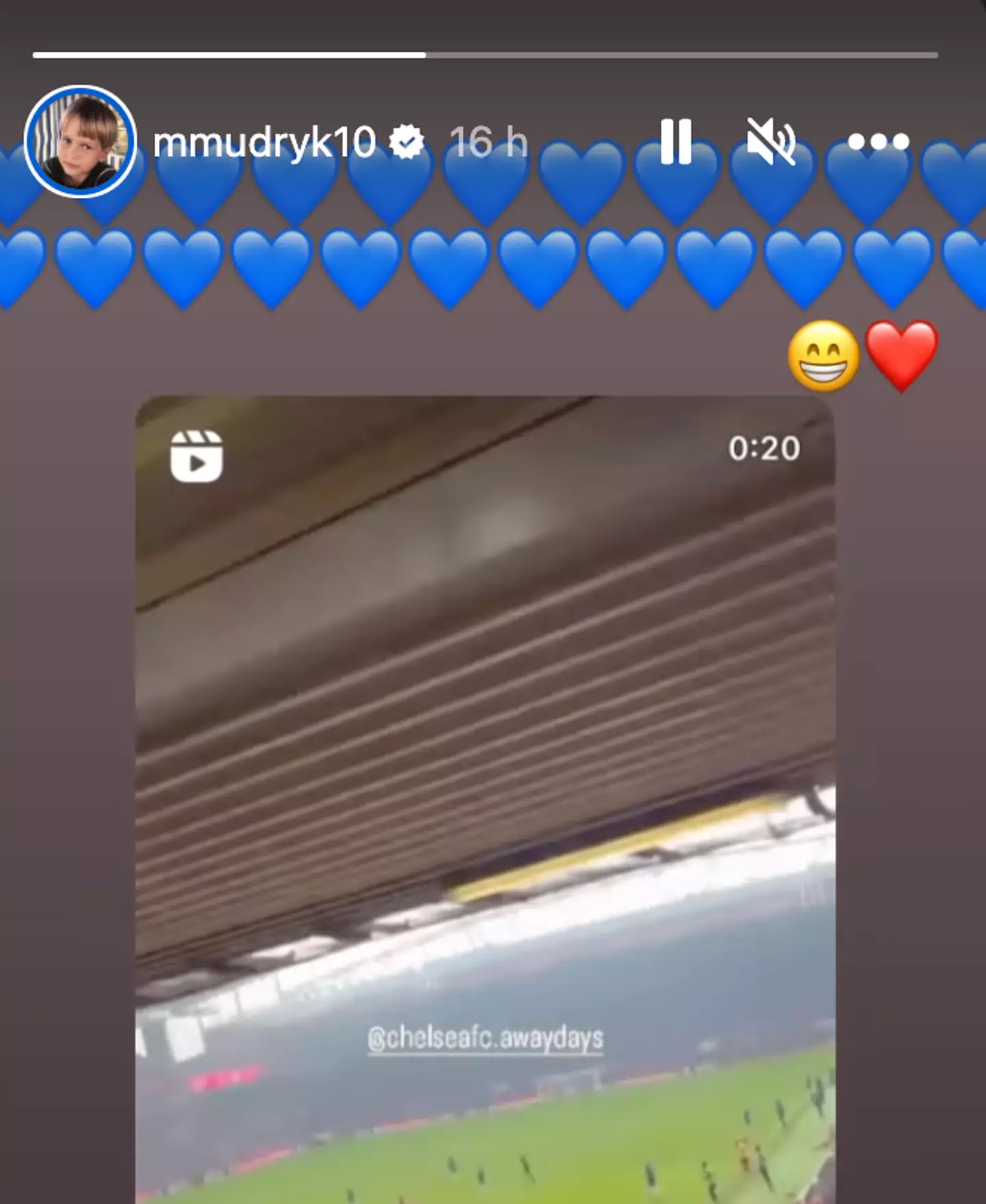 Mudryk shared the video on social media. Image: Instagram