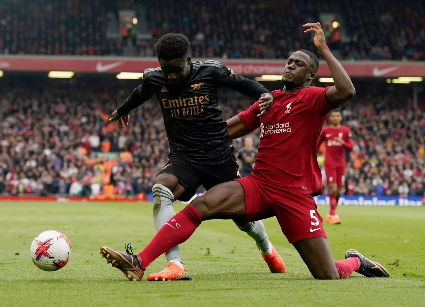 Konate with another excellent tackle. Image: Alamy