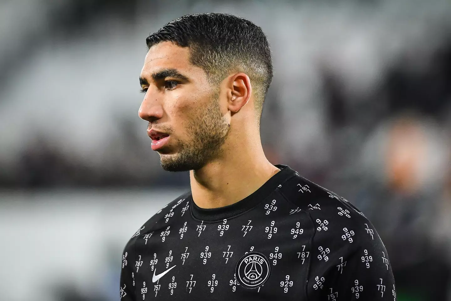 Achraf Hakimi looks on ahead of PSG's clash vs RC Lens. (Alamy)