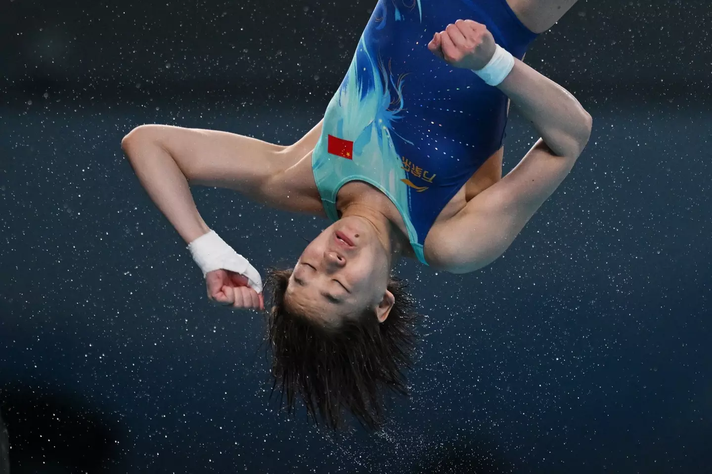 China's Quan Hongchan competes in the women's 10 meter platform event. Image credit: Getty