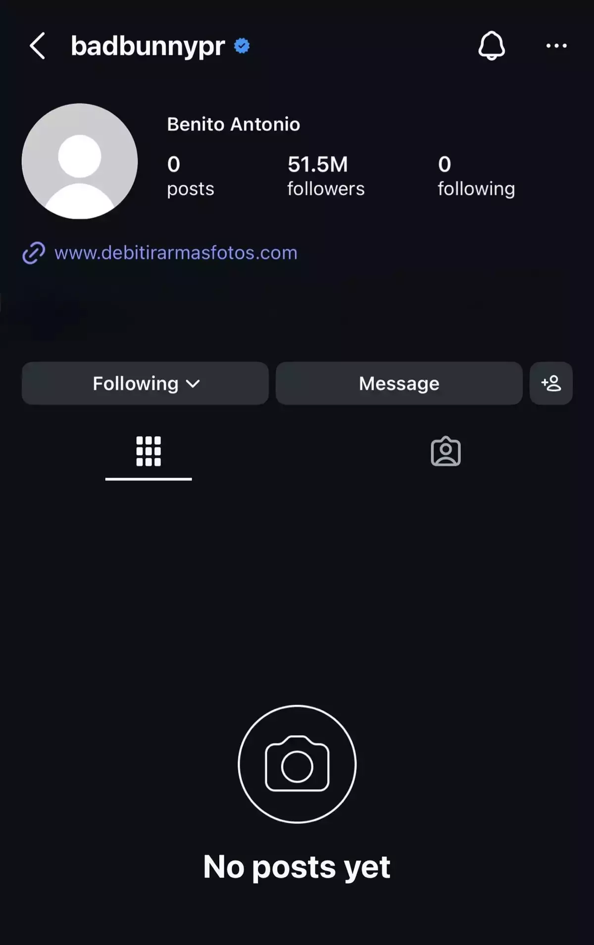 Bad Bunny has deleted all of his posts on Instagram. (Image: Instagram/@badbunnypr)