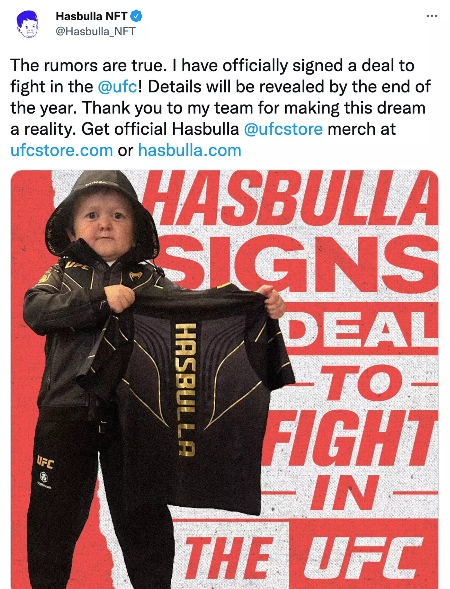 Hasbulla tweeted the news on Thursday. (Image