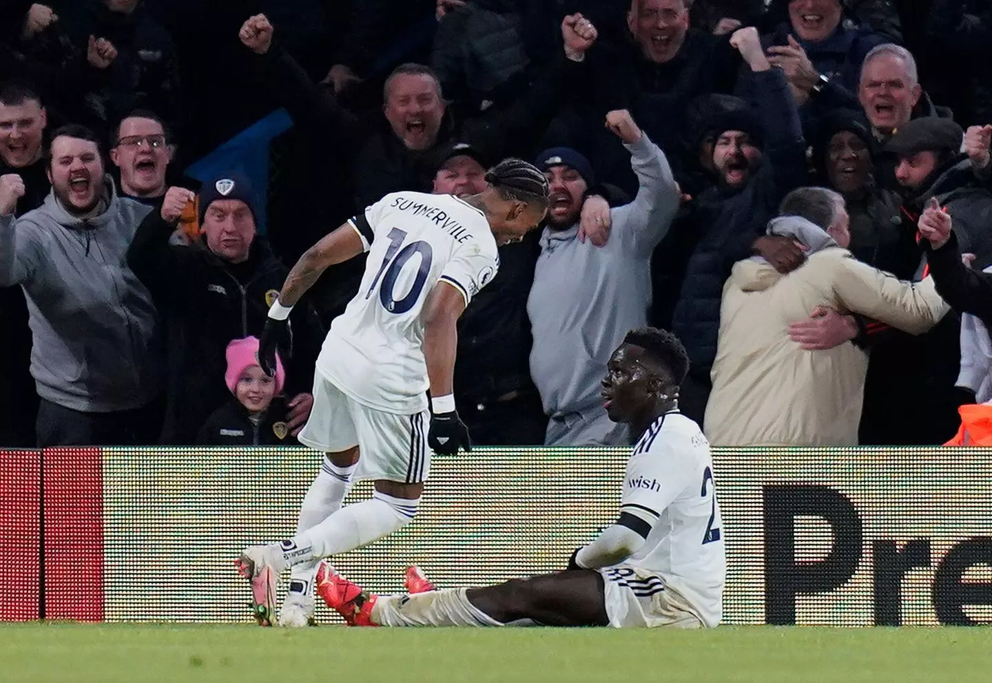 Gnonto and Summerville after the former's goal against West Ham. (Image