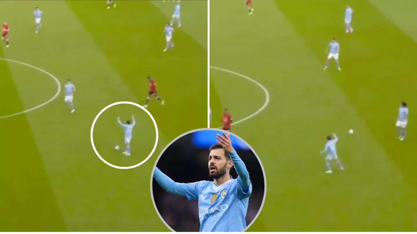 Bernardo Silva spotted using 'genius' Man City tactic against Man Utd that saw him raise both arms