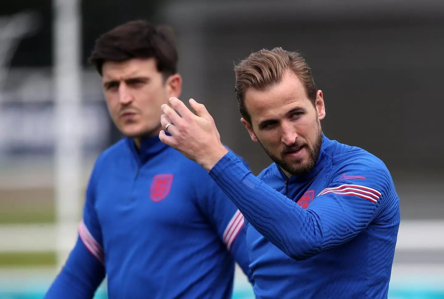 Harry Maguire and Harry Kane in England training. (Alamy)