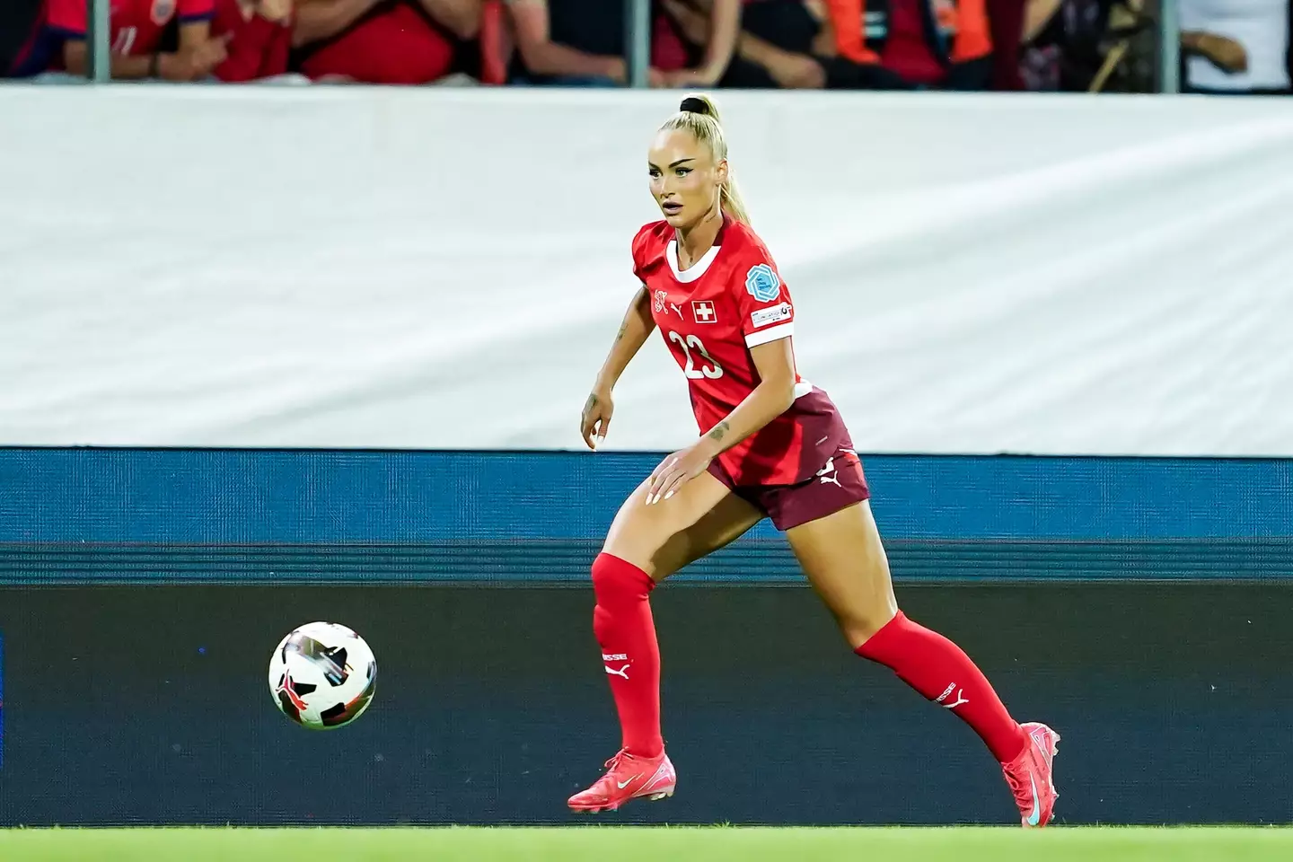 Alisha Lehmann in action for Switzerland. Image: Getty