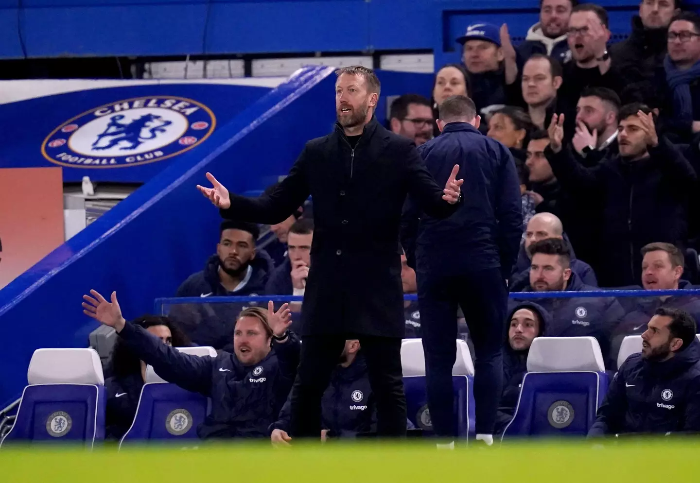 Potter cut a frustrated figure on the sidelines. Image: Alamy