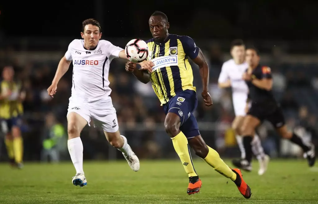 Bolt briefly played for A-League side Central Coast Mariners after his sprinting career. (Image: Matt King/Getty Images)