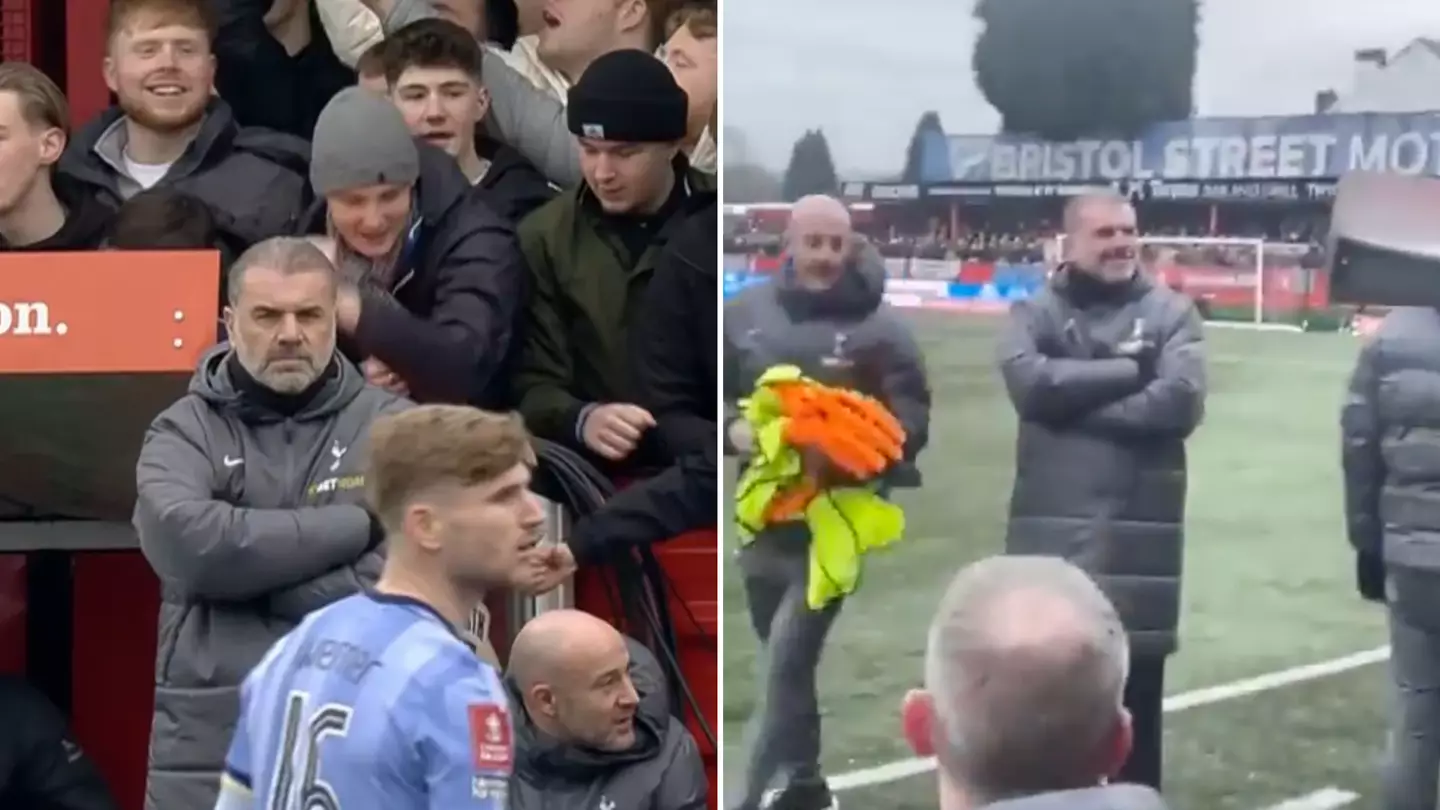 Fan footage emerges of Ange Postecoglou's reaction to Tamworth fans singing x-rated chant at him during FA Cup clash