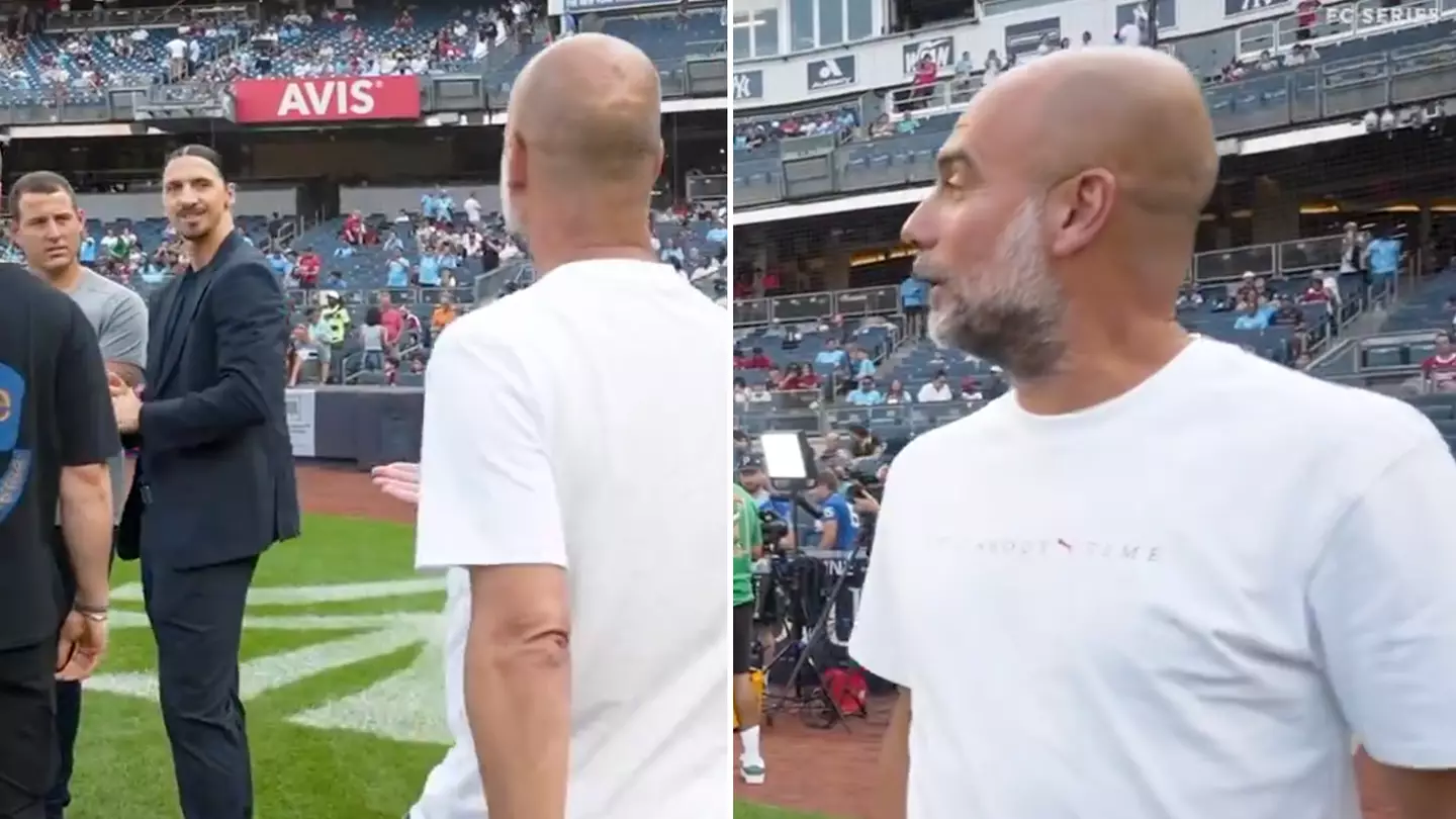Pep Guardiola and Zlatan Ibrahimovic involved in noticeably awkward reunion after their relationship broke down at Barcelona