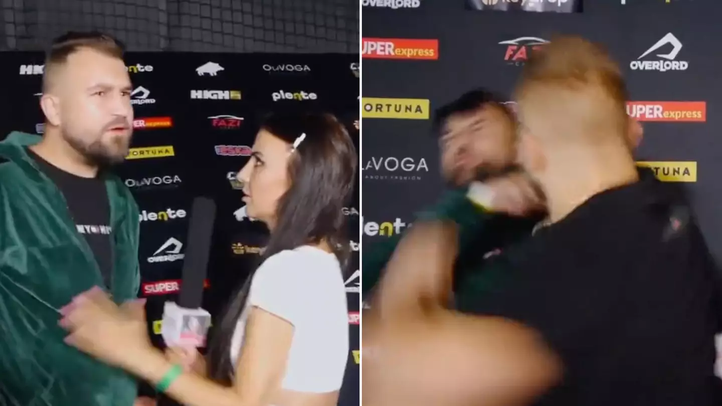 MMA fighter Amadeusz Roslik viciously attacks YouTuber with BRUTAL sucker punch during interview