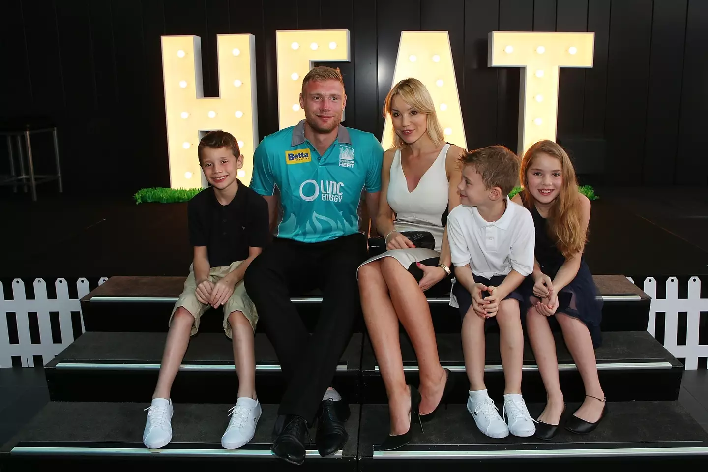 Freddie Flintoff with his wife Rachael. Image: Getty
