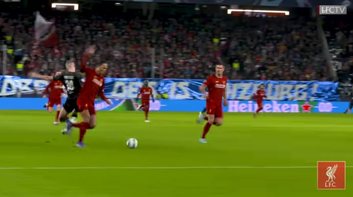 Van Dijk out muscles the Norwegian.  Image: YouTube