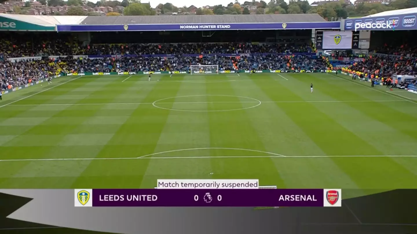 Leeds United vs Arsenal suspended 69 seconds after kick-off