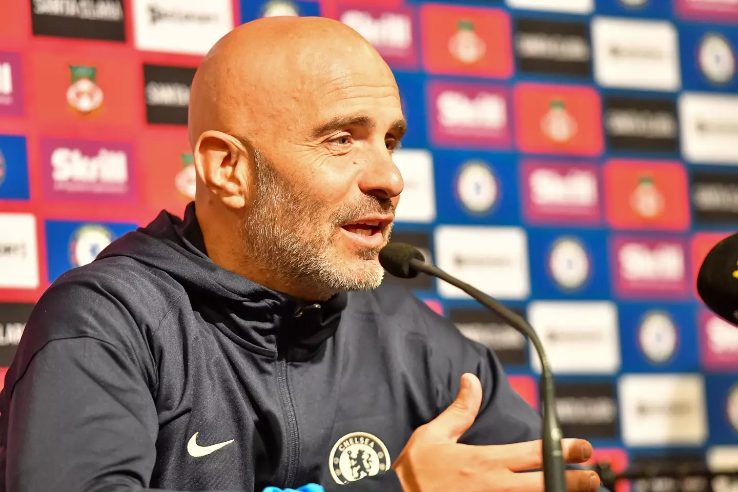 Enzo Maresca during a press conference in the United States for Chelsea's pre-season tour. Image: Getty