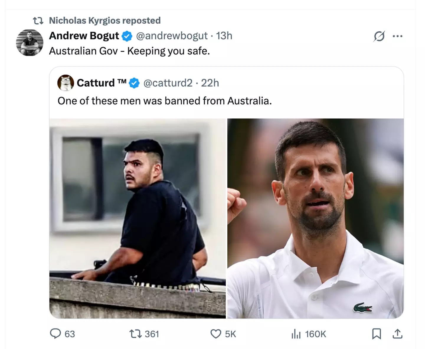 Kyrgios shares post on X. Image credit: @NickKyrgios