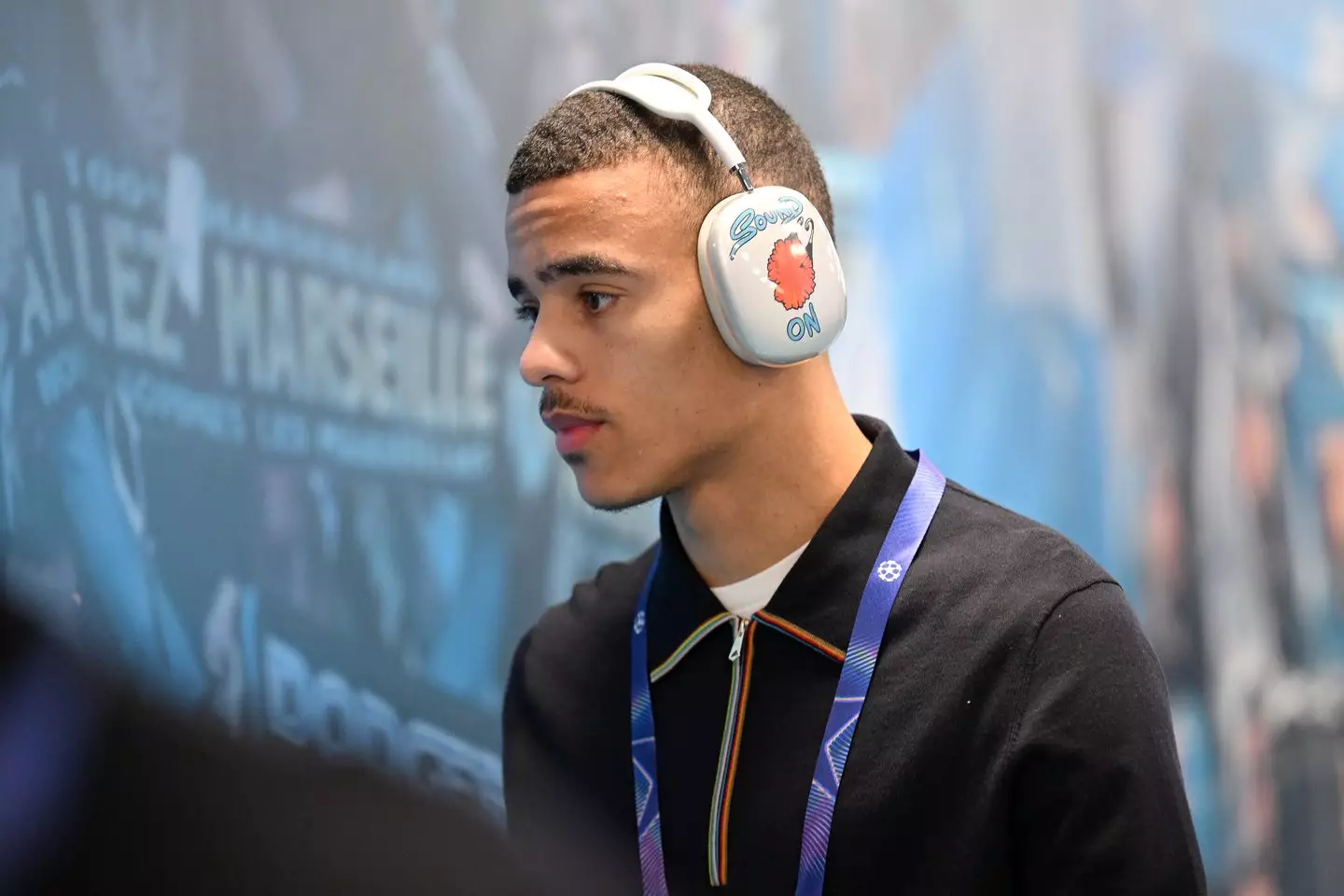 Greenwood arrived for Marseille's clash with Liverpool. Image: Getty