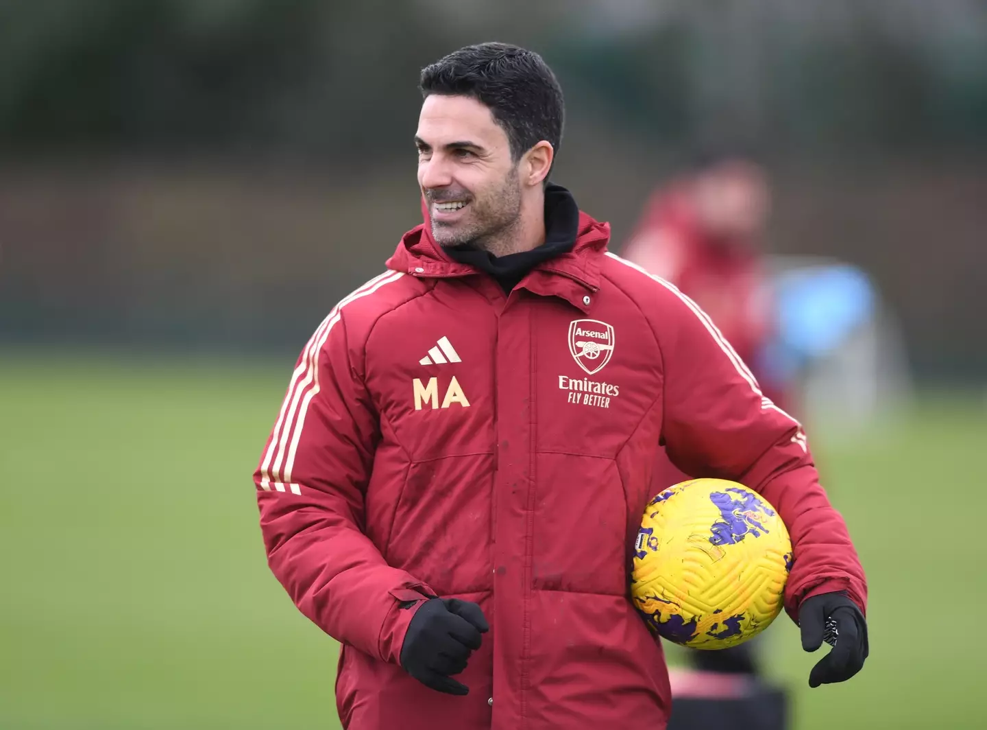 Mikel Arteta during an Arsenal training session. Image: Getty 