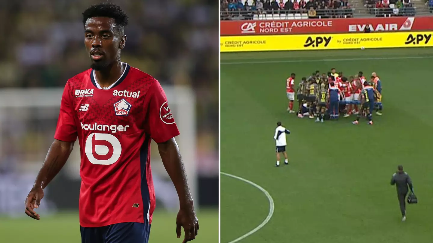 Angel Gomes receives urgent medical attention after suffering 'violent blow' during Reims vs Lille