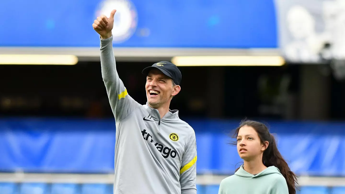 Chelsea manager Thomas Tuchel during the lap of honour after the Premier League match between Chelsea and Watford. (Alamy)