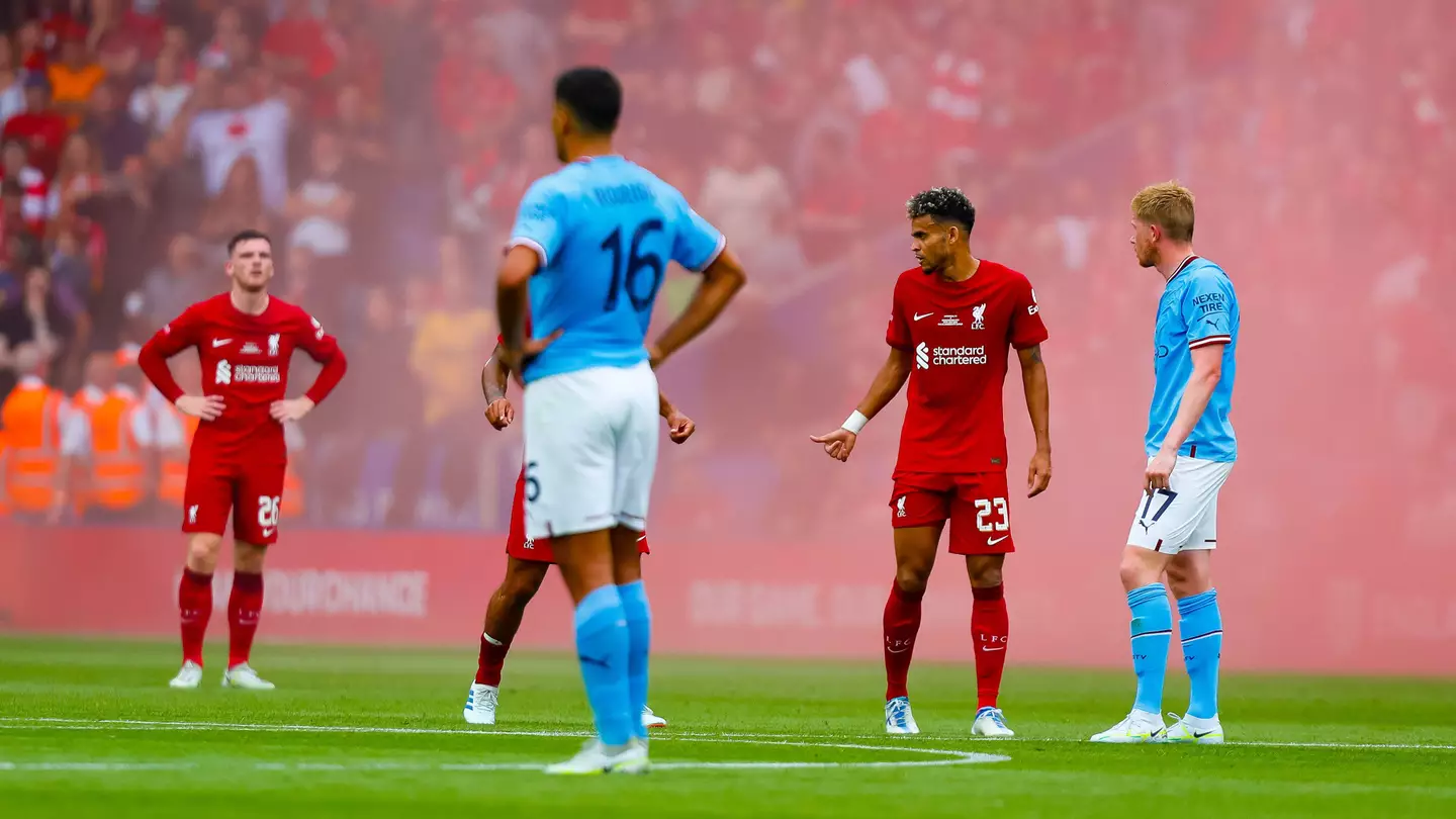 Manchester City and Liverpool in the 2022 FA Community Shield.