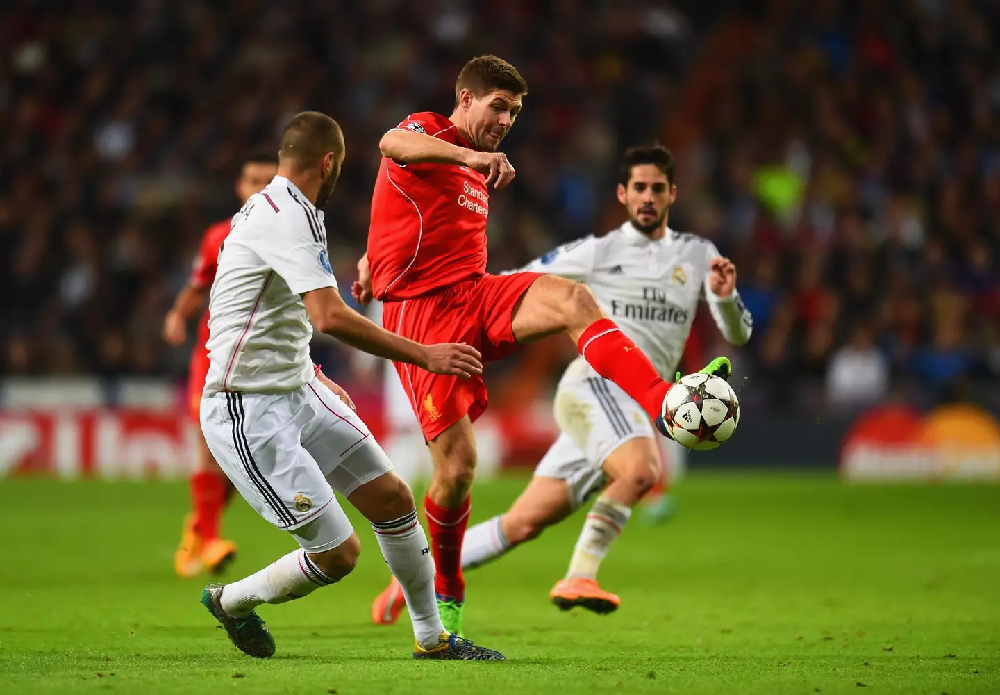 Gerrard pictured playing against Real Madrid in 2014. Image credit: Getty