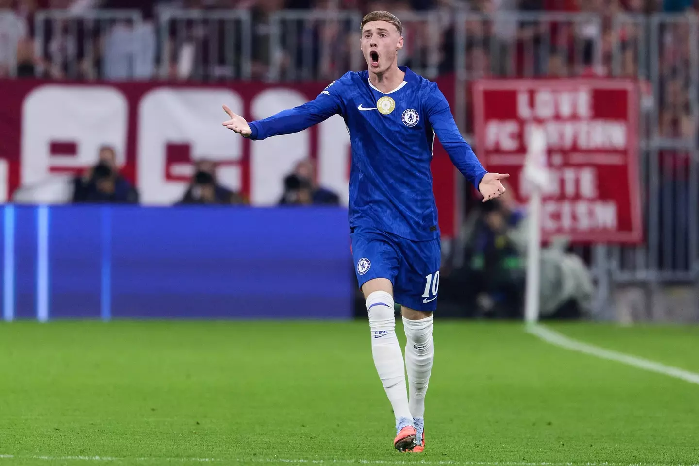 Cole Palmer was on target for Chelsea in their loss to Bayern Munich. Image: Getty