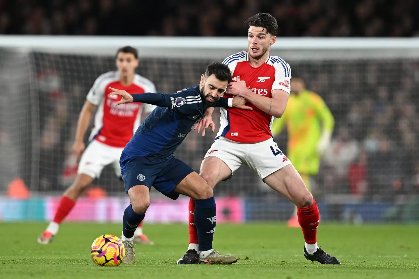 Bruno Fernandes and Declan Rice. (Image: Getty)