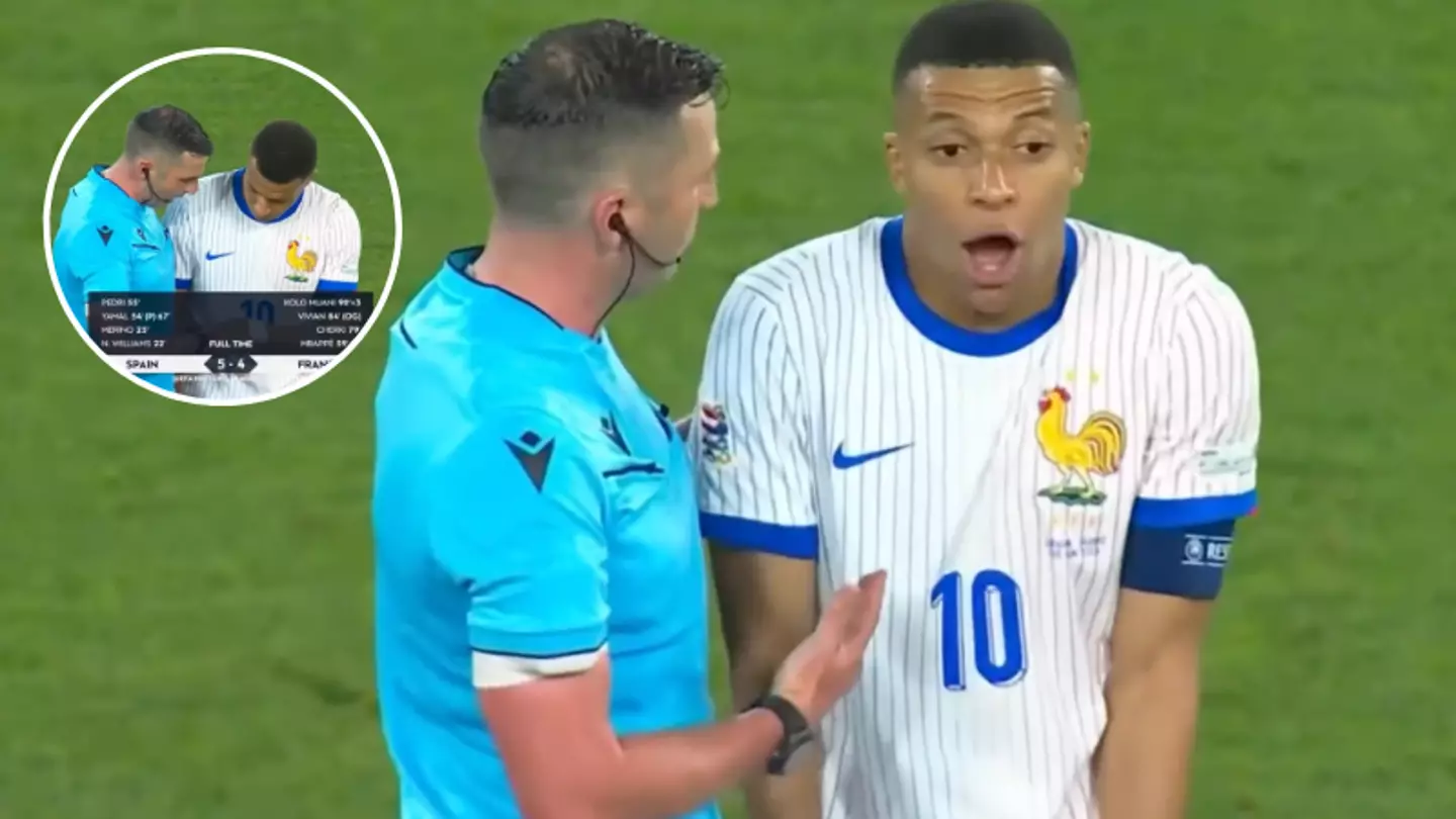 Kylian Mbappe speaks out on Michael Oliver after grabbing referee's watch in furious incident following France vs Spain