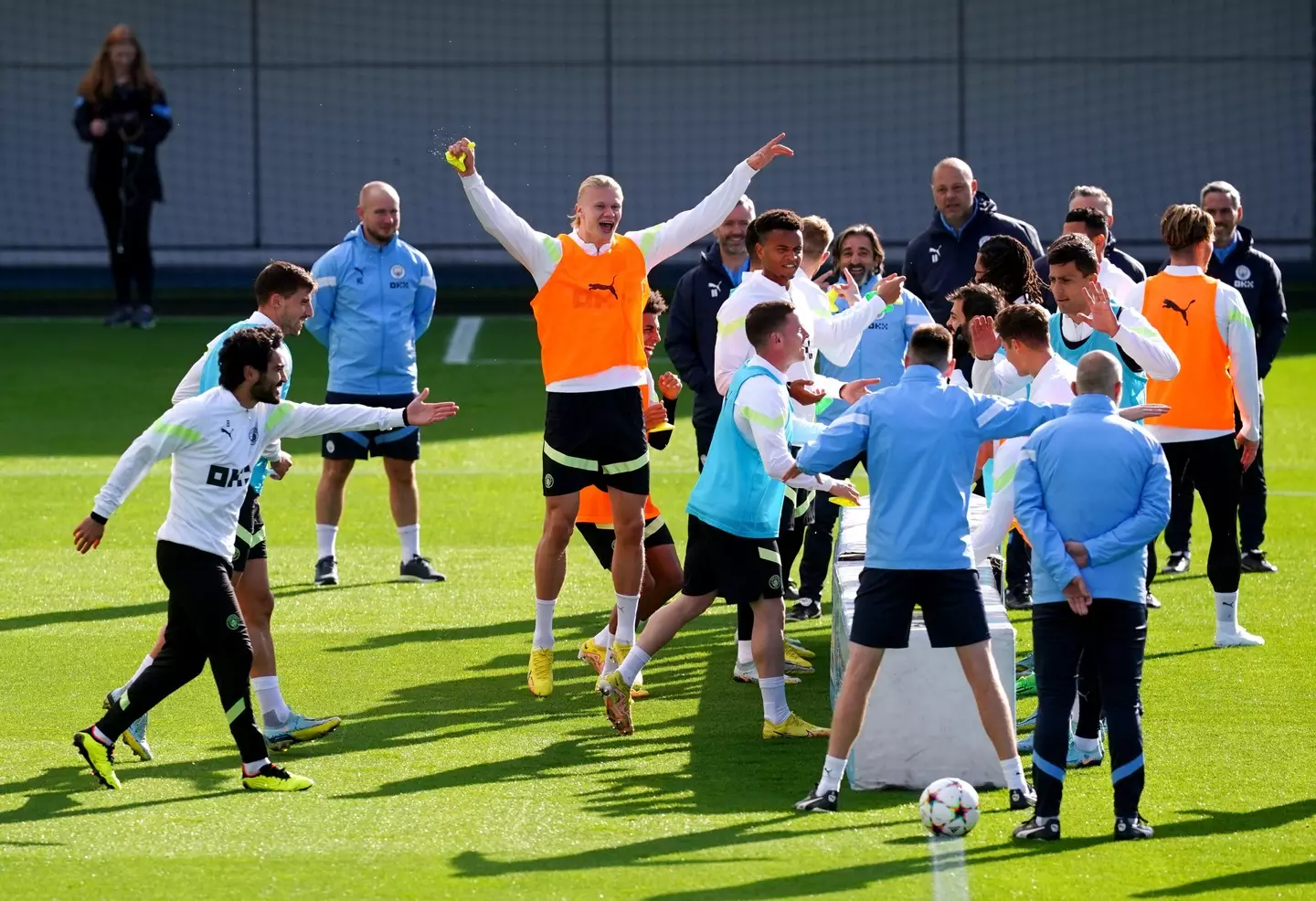 Manchester City in Champions League training.