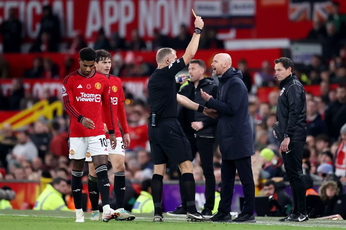 Erik ten Hag will be replaced by Mitchell van der Gaag on the touchline against Everton. (Image