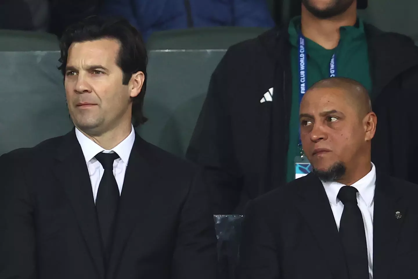 Solari and former Real Madrid teammate Roberto Carlos. Image credit: Getty