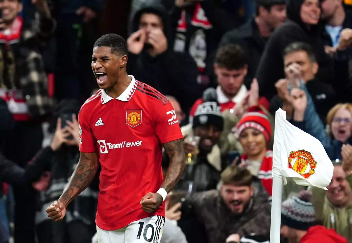 Rashford celebrates his goal. (Image