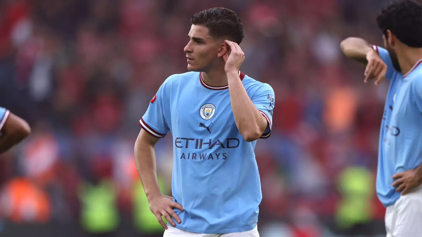 Julian Alvarez in action for Manchester City (Paul Marriott / Alamy)