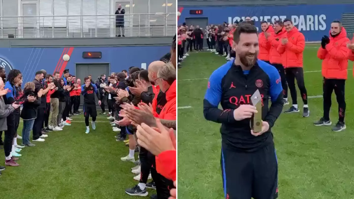 Lionel Messi receives guard of honour from his PSG teammates on return to training